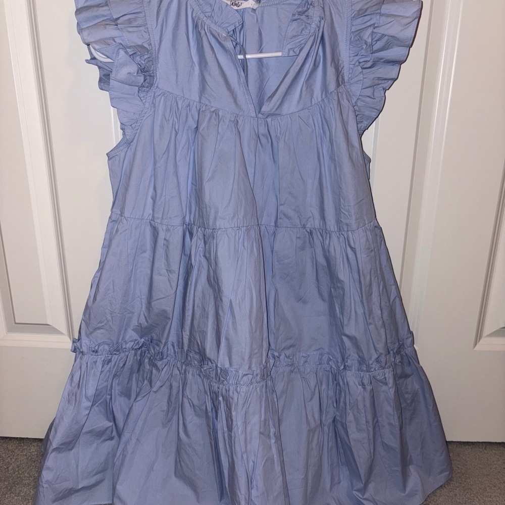 TALULAH Blue Ruffled Tiered Sundress